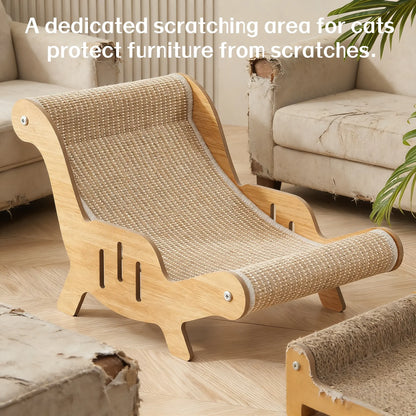 2-In-1 Sisal Cat Scratcher with Hammock & Lounge Chair No Shedding XL Size Breathable Durable All-Season Cat Bed for Claw Sharpening & Rest
